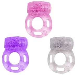 Anel Peniano com Vibrador e Estimulador Clitoriano Roxo