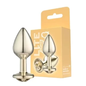 Plug Anal Dourado Tamanho M Com Pedra
